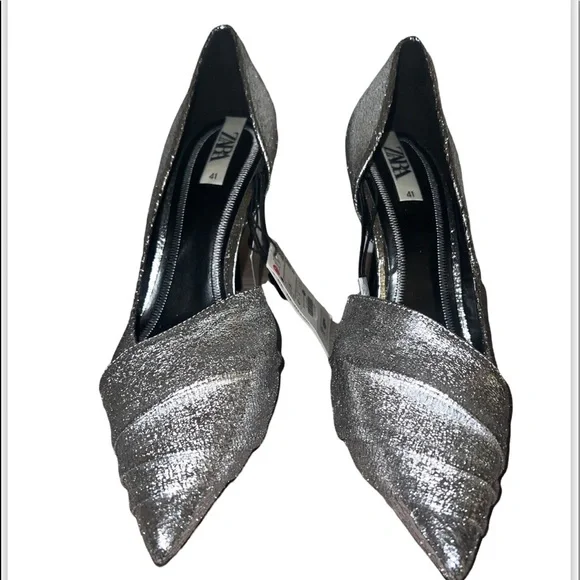 Zara Shoes Silver Metallic Asymmetrical Zara Heel Poshmark